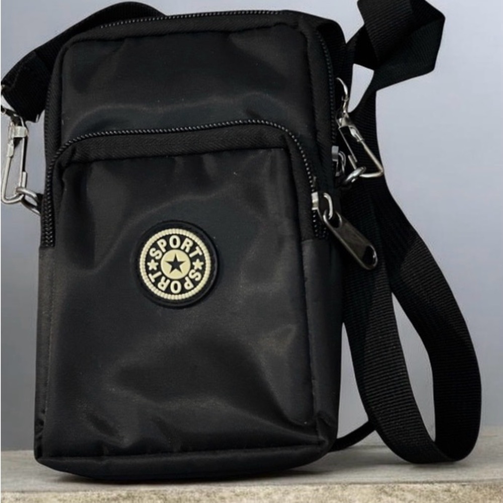 Black Sport Crossbody Bag for Phone and Cards